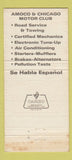 Matchbook Cover - P&J Standard Amoco Chicago Motor Club IL 30 Strike