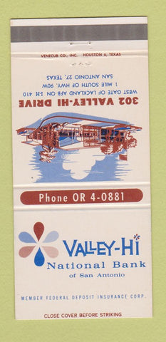 Matchbook Cover - Valley Hi National Bank San Antonio TX 30 Strike