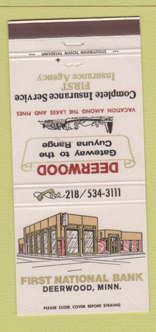 Matchbook Cover - First National Bank Deerwood MN 30 Strike
