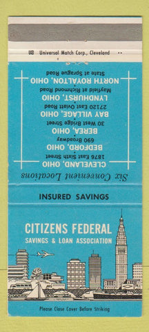 Matchbook Cover - Citizens Federal Savings Cleveland Bedford Berea OH 30 Strike
