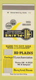 Matchbook Cover - Hi Plains Savings and Loan Hereford TX 30 Strike