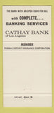 Matchbook Cover - Cathay Bank Los Angeles CA 30 Strike