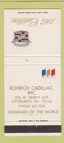 Matchbook Cover - 1967 Cadillac Rohrich Pittsburgh PA 30 Strike