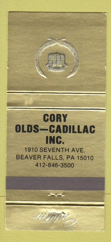 Matchbook Cover - Cory Oldsmobile Cadillac Beaver Falls PA 30 Strike