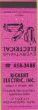 Matchbook Cover - Rickert Electric Williamstown MA pink
