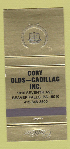 Matchbook Cover - Cory Oldsmobile Cadillac Beaver Falls PA 30 Strike
