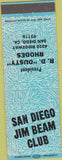 Matchbook Cover - San Diego Jim Beam Club San Diego CA blue