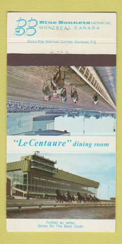 Matchbook Cover - Blue Bonnets Horse Racing Montreal QC WEAR 30 Strike