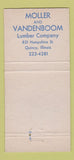 Matchbook Cover - Moller Vanderboom Lumber Quincy IL 30 Strike