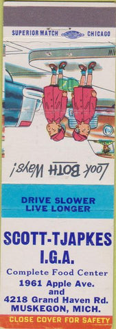 Matchbook Cover - Scott Tjapkes IGA grocery Muskegon MI