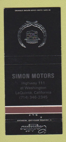 Matchbook Cover - Simon Motors Cadillac LaQuinta CA 30 Strike