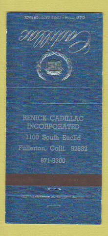 Matchbook Cover - Renick Cadillac Fullerton CA 30 Strike