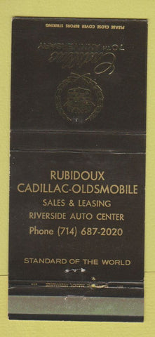 Matchbook Cover - Rubidoux Cadillac Oldsmobile Riverside Auto Center 30 Strike