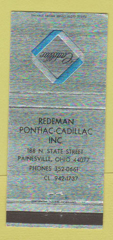 Matchbook Cover - Redeman Pontiac Cadillac Painesville OH 30 Strike