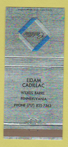 Matchbook Cover - Eidam Cadillac Wilkes Barre PA 30 Strike