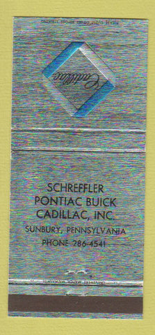 Matchbook Cover - Schreffler Pontiac Buick Cadillac Sunbury PA  30 Strike