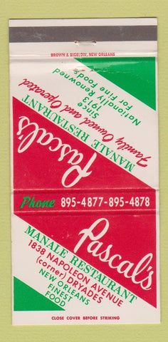 Matchbook Cover - Pascal's Manale Restaurant New Orleans LA 30 Strike