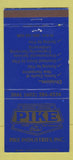 Matchbook Cover - Pike Industries fencing tennis courts Tilton NH 30 Strike
