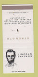 Matchbook Cover - Lincoln Savings Loan Los Angeles CA Abraham 30 Strike