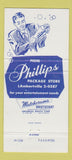 Matchbook Cover - Phillips Package Liquor Stockton NJ 30 Strike
