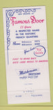 Matchbook Cover - Famous Door  New Orleans LA 30 Strike