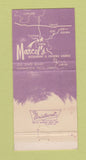 Matchbook Cover - Marcel's Restaurant Cuyahoga Falls OH 30 Strike
