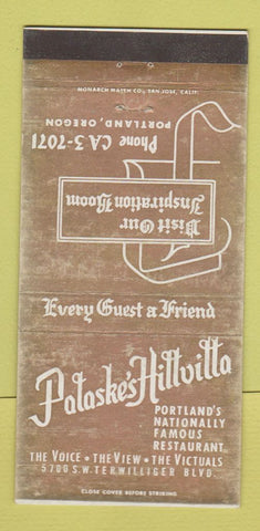 Matchbook Cover - Polaske's Hillvilta Portland OR WEAR 30 Strike