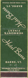 Matchbook Cover - Hotel Barre VT