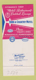 Matchbook Cover - Town and Country Motel Monroeville PA 30 Strike
