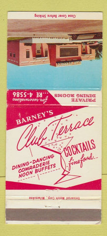 Matchbook Cover - Barney's Club Terrace Appleton WI 30 Strike