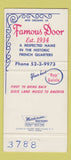 Matchbook Cover - Famous Door New Orleans LA 30 Strike