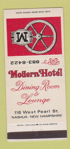 Matchbook Cover - Modern Hotel Nashua NH 30 Strike