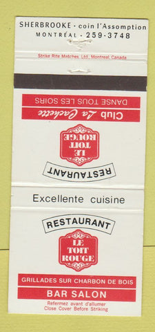 Matchbook Cover - Restaurant Le Toit Rouge Sherbrooke QC 30 Strike
