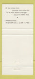 Matchbook Cover - Restaurant Le Toit Rouge Sherbrooke QC 30 Strike