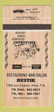 Matchbook Cover - Restaurant Bar Salon Rustik Alma QC 30 Strike