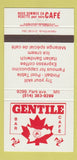 Matchbook Cover - Gentile Cafe Bar Montreal QC billiards pinball 30 Strike
