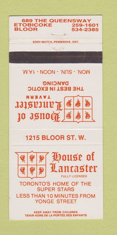 Matchbook Cover - House of Lancaster Tavern strip club Toronto ON 30 Strike