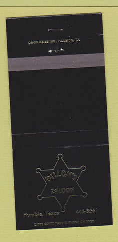 Matchbook Cover - Dillon's Saloon Humble TX 30 Strike