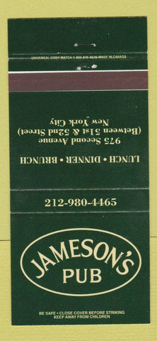 Matchbook Cover - Jameson's Pub New York City 30 Strike