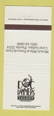 Matchbook Cover - Doc Dammers Saloon Coral Gables FL 30 Strike