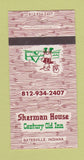 Matchbook Cover - Sheraman House Century Old Inn Batesville IN 30 Strike