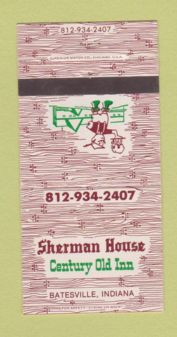Matchbook Cover - Sheraman House Century Old Inn Batesville IN 30 Strike