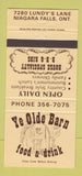 Matchbook Cover - Ye Olde Barn Restaurant Niagara Falls ON 30 Strike