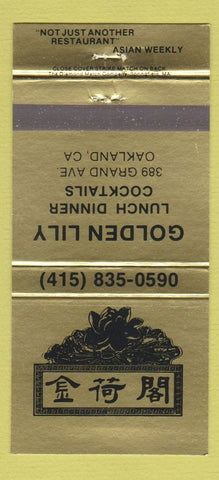 Matchbook Cover - Golden Lily Restaurant Chinese Oakland CA 30 Strike