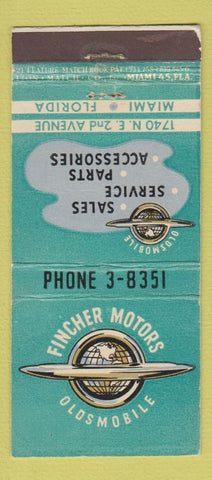 Matchbook Cover - Fincher Oldsmobile Miami FL 21 Strike Feature