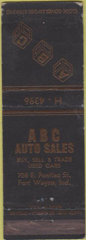 Matchbook Cover - ABC Auto Sales Fort Wayne IN