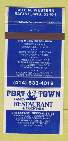 Matchbook Cover - Port Town Restaurant Racine WI WEAR 30 Strike