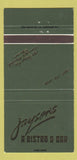 Matchbook Cover - Jayson's Bistro Bar Winnipeg MB 30 Strike