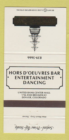 Matchbook Cover - HMS Piccadilly Denver Colorado 30 Strike
