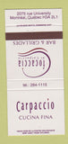 Matchbook Cover - Carpaccio Cucina Fina Montreal QC 30 Strike